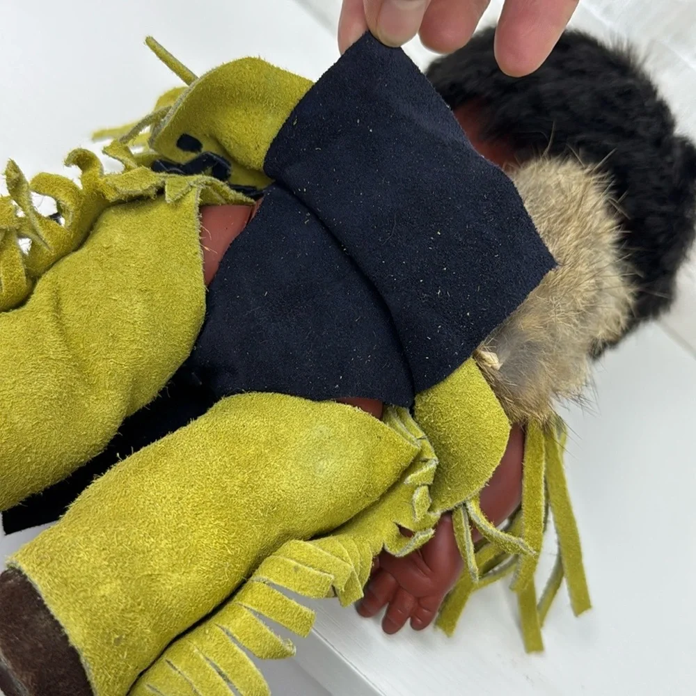 Native American Indian Doll Baby Dolls Leather Clothes Vintage